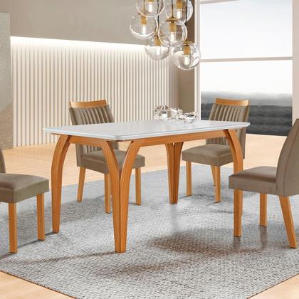 Imagem de Mesa de Jantar Agata 135cm 4 Lugares com Tampo de Vidro