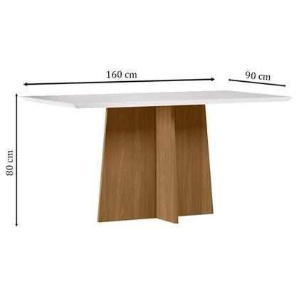 Imagem de Mesa de Jantar Ambiente Anitta 160x90 cm com Vidro Ype Off White e 6 Cadeiras Mariana Ype Camurça Marrom  New Ceval