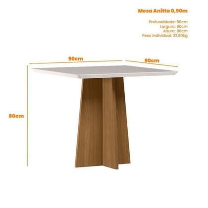 Imagem de Mesa De Jantar Ambiente Anitta 90x90 Cm Com Vidro Ype Off White E 4 Cadeiras Mariana Ype Veludo Nude  New Ceval