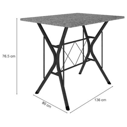 Imagem de Mesa De Jantar Ambiente Bruna 100x60 Cm Com Granito Ocre Itabira Com 4 Cadeiras 050 Preto