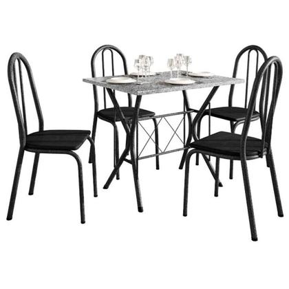 Imagem de Mesa De Jantar Ambiente Bruna 100x60 Cm Com Granito Ocre Itabira Com 4 Cadeiras 050 Preto