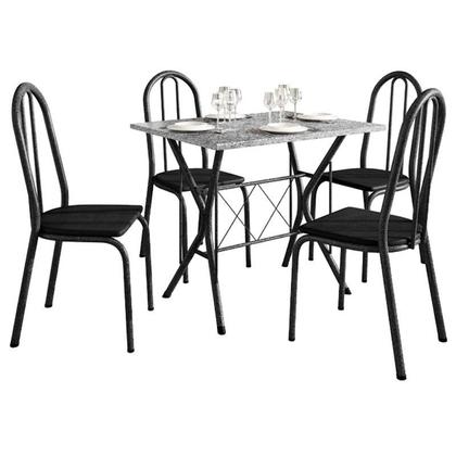 Imagem de Mesa de Jantar Ambiente Bruna 100x60 cm com Granito Ocre Itabira com 4 Cadeiras 050 Preto - Artefamol