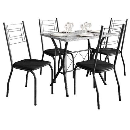 Imagem de Mesa De Jantar Ambiente Bruna 100x60 Cm Com Granito Ocre Itabira Com 4 Cadeiras 063 Preto  Artefamol