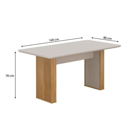 Imagem de Mesa de Jantar Ambiente Júlia 160x80cm Cinamomo Off White com 6 Cadeiras Lara Veludo Bege - Valdemóveis