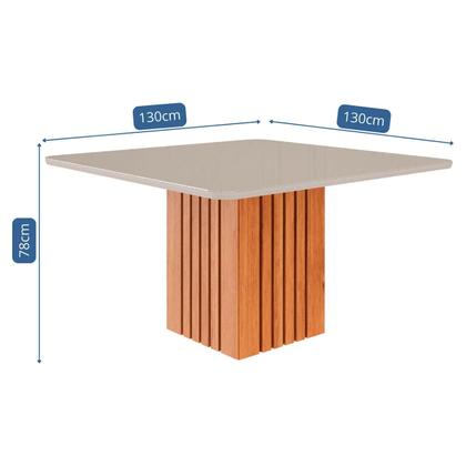Imagem de Mesa de Jantar Ana Quadrada 1 Tampo em MDF 130x130cm Cozinha Moderna Cinamomo/Off White - Cimol