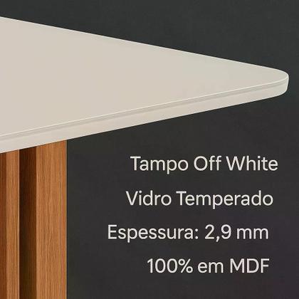 Imagem de Mesa de Jantar Ana Quadrada Tampo em MDF/Vidro 130x130cm Cozinha Moderna Cinamomo/Off White - Cimol