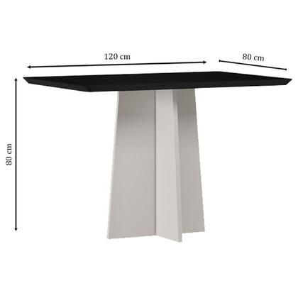 Imagem de Mesa de Jantar Anitta 120x80 cm com Vidro Off White Preto  New Ceval