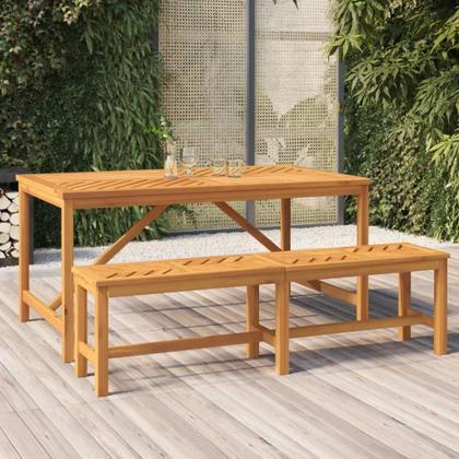 Imagem de Mesa de jantar ao ar livre VidaXL Solid Acacia Wood Brown 150x90x74cm