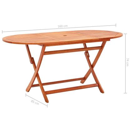 Imagem de Mesa de jantar ao ar livre vidaXL Solid Eucalyptus Wood Brown