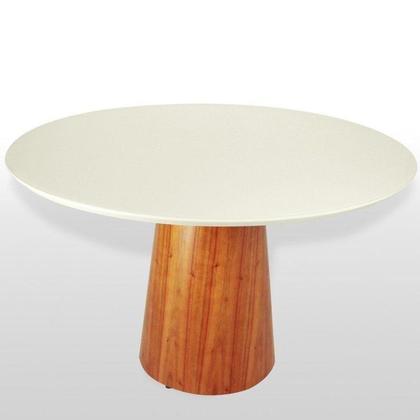 Imagem de Mesa de Jantar Araçá Tampo em MDF com Vidro e Base em Madeira Branco/Off-White