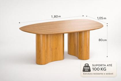 Imagem de Mesa de Jantar Aracaju Com Tampo Organico Design Moderno Cinamomo Linha Alta Base Moderna