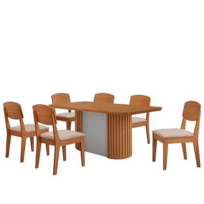 Imagem de Mesa de Jantar Aspen 180cm Tampo MDF Laminado com 6 Cadeiras Copper Moderna Mobília