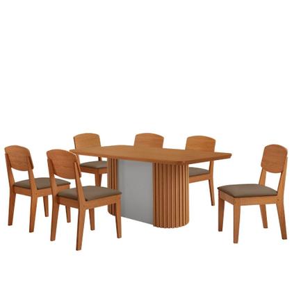 Imagem de Mesa de Jantar Aspen 180cm Tampo MDF Laminado com 6 Cadeiras Copper Moderna Mobília