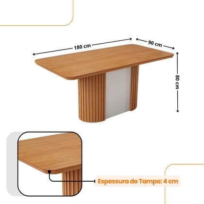 Imagem de Mesa de Jantar Aspen 180cm Tampo MDF Laminado com 6 Cadeiras Copper Moderna Mobília