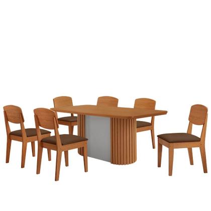 Imagem de Mesa de Jantar Aspen 180cm Tampo MDF Laminado com 6 Cadeiras Copper Moderna Mobília