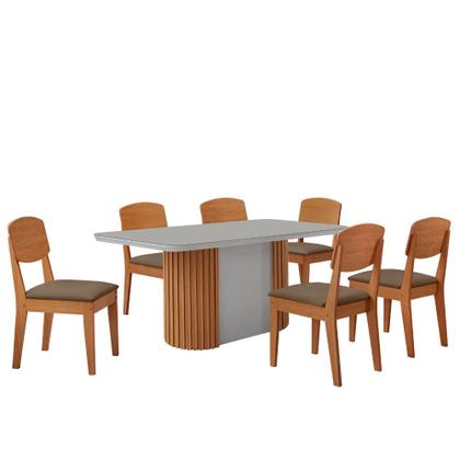 Imagem de Mesa de Jantar Aspen 180cm Tampo MDF Vidro com 6 Cadeiras Copper Moderna Mobília