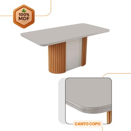 Imagem de Mesa de Jantar Aspen 180cm Tampo MDF Vidro com 6 Cadeiras Copper Moderna Mobília