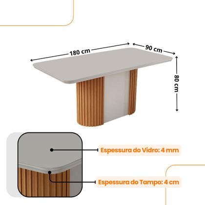 Imagem de Mesa de Jantar Aspen 180cm Tampo MDF Vidro com 6 Cadeiras Copper Moderna Mobília