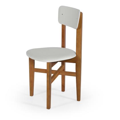 Imagem de Mesa de Jantar Base Madeira Maciça com 2 Cadeiras Elisa Ideal para Apartamenteo 80x80 Off White