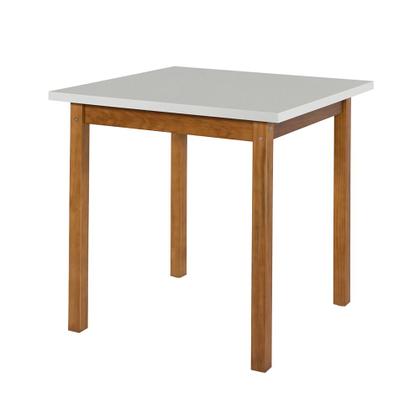 Imagem de Mesa de Jantar Base Madeira Maciça com 2 Cadeiras Elisa Ideal para Apartamenteo 80x80 Off White