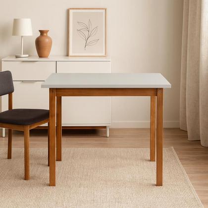 Imagem de Mesa de Jantar Base Madeira Maciça com 2 Cadeiras Elisa Ideal para Apartamenteo 90x90 Branco