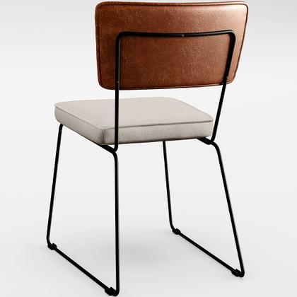 Imagem de Mesa De Jantar Capri 160 Off White Com 6 Cadeiras Allana B05 material sintético Camel Linho Cru - Lyam Decor