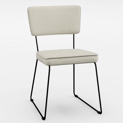 Imagem de Mesa De Jantar Capri 160cm Off White Nature Com 6 Cadeiras Allana B05 Linho Champagne - Lyam Decor