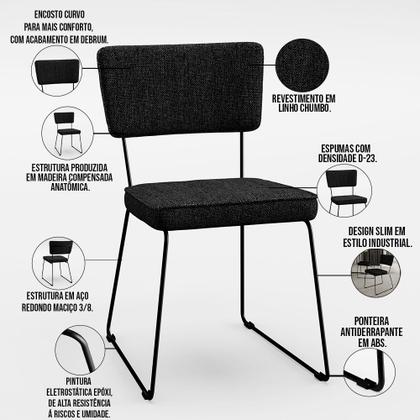 Imagem de Mesa De Jantar Capri 160cm Off White Nature Com 6 Cadeiras Allana B05 Linho Chumbo - Lyam Decor