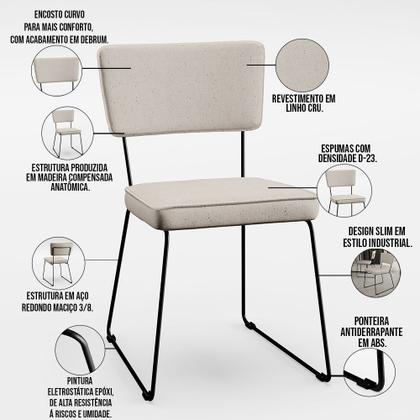 Imagem de Mesa De Jantar Capri 160cm Off White Nature Com 6 Cadeiras Allana B05 Linho Cru - Lyam Decor