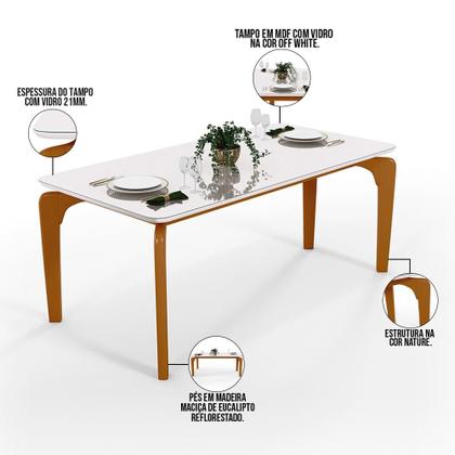 Imagem de Mesa De Jantar Capri 160cm Off White Nature Com 6 Cadeiras Melina B05 Linho Grafite - Lyam Decor