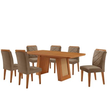 Imagem de Mesa de Jantar Carolina Tampo 180cm MDF Canto Copo e 6 Cadeiras Melissa Moderna Mobilia