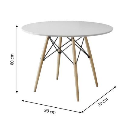 Imagem de Mesa de Jantar Charles Eames Redonda Pés Madeira Tampo Madeira Eiffel Wood 90cm