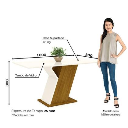 Imagem de Mesa De Jantar Com 06 Cadeiras Mdf Com Vidro 160cm E Marrom