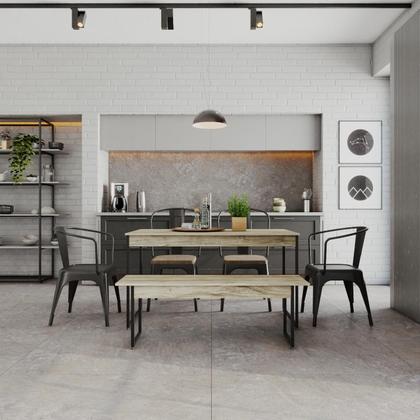 Imagem de Mesa de Jantar com 1 Banco Estilo Industrial TUB