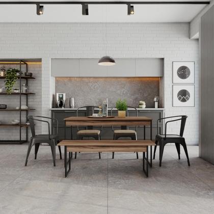 Imagem de Mesa de Jantar com 1 Banco Estilo Industrial TUB