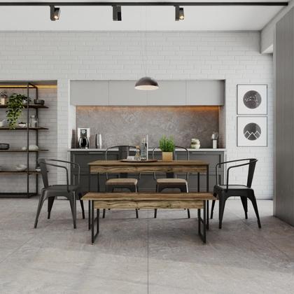 Imagem de Mesa de Jantar com 1 Banco Estilo Industrial TUB