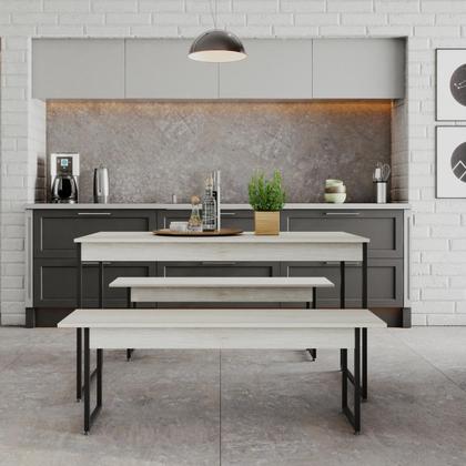 Imagem de Mesa de Jantar com 2 Bancos Estilo Industrial TUB