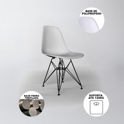 Imagem de Mesa De Jantar Com 4 Cadeiras Brancas Tampo Vidro Redondo 90Cm Base De Ferro Preto Cor: Branco