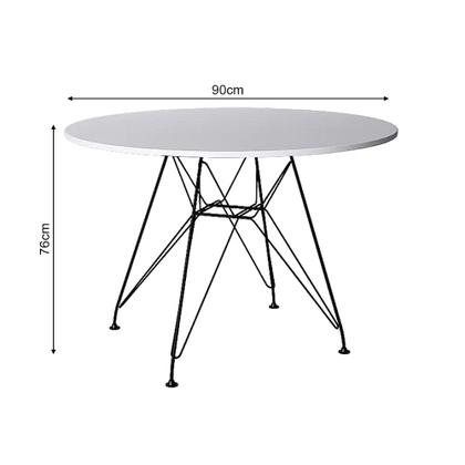 Imagem de Mesa de Jantar com 4 Cadeiras Eames Eiffel Tampo Redondo Branco 90cm Base de Ferro Preto