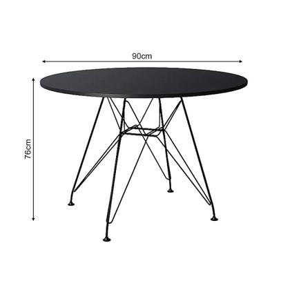 Imagem de Mesa de Jantar com 4 Cadeiras Eames Eiffel Tampo Redondo Preto 90cm Base de Ferro Preto