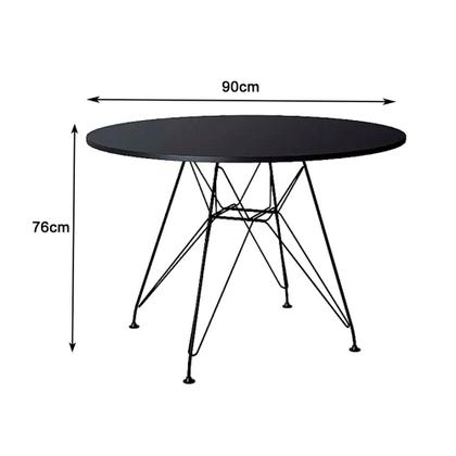 Imagem de Mesa de Jantar com 4 Cadeiras Eames Eiffel Tampo Redondo Preto 90cm Base de Ferro Preto