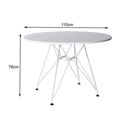 Imagem de Mesa de Jantar com 4 Cadeiras Pretas Eames Eiffel Tampo Redondo Branco 110cm Base Ferro Branco