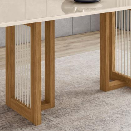 Imagem de Mesa de Jantar com Tampo MDF e Vidro com Canto Arredondado 160 Cm Yara Henn