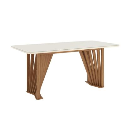 Imagem de Mesa de Jantar com Tampo Mdf e Vidro com Canto Arredondado 180 Cm Adriana