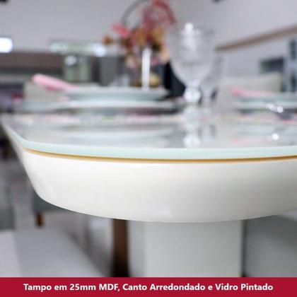 Imagem de Mesa de Jantar com Tampo Mdf e Vidro com Canto Arredondado 180 Cm Yara