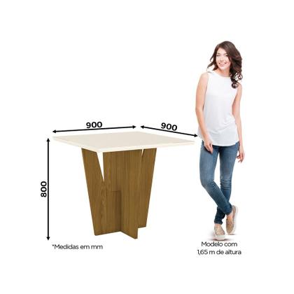 Imagem de Mesa de Jantar com Tampo MDF/Vidro Canto Reto 90 Cm Danielly Henn