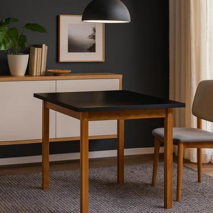 Imagem de Mesa de Jantar Compacta Elisa Base Madeira Maciça 90x90 Preto