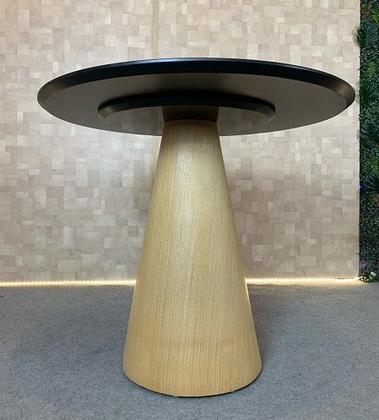 Imagem de Mesa de Jantar Cone 70 cm Base Madeira Natural Freijó Claro Tampo Laqueado