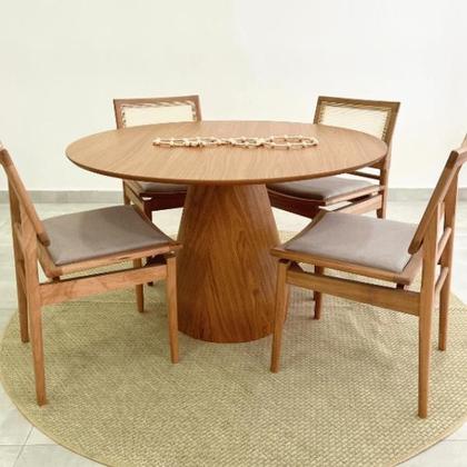 Imagem de Mesa de Jantar Cone Balonê Redonda 140 cm Tampo Freijó Base Freijó