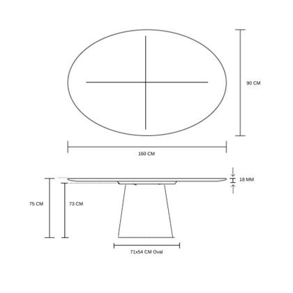 Imagem de Mesa de Jantar Cone Cimento Queimado Oval 160x90 cm Tampo Freijó